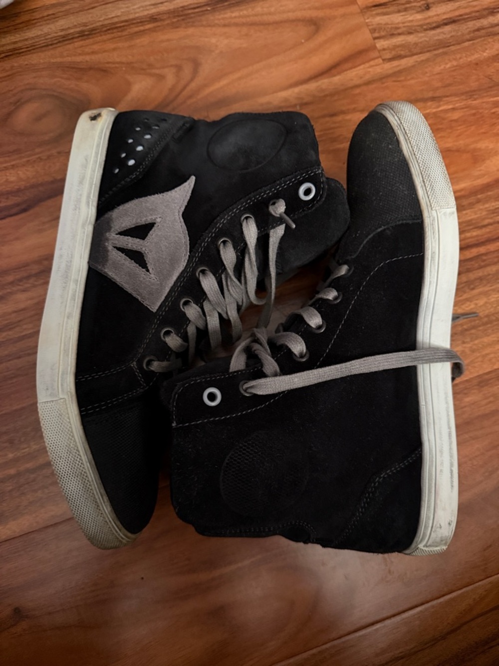 Motorcycle- Women's Black High-Top Sneakers with Gray Accents